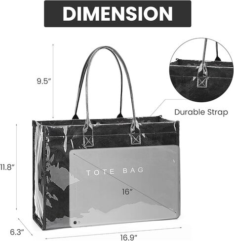 Lushandy PVC حقيبة حمل للنساء ، محفوظات بلاستيكية كبيرة عمل Kraft Paper Leath Princ in Kuwait