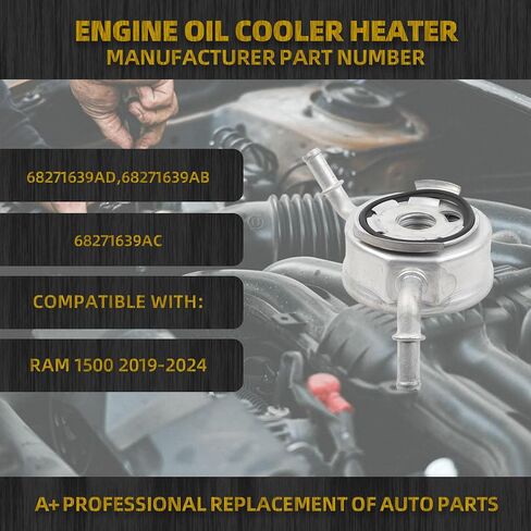 Dasbecan Engine Oil Cooler Heater Compatible with Ram 1500 5.7L V8 2017-2024 Jeep Wagoneer 2022-2023 OEM Number Replace 68271639AD 68271639AB 68271639AC in Saudi Arabia