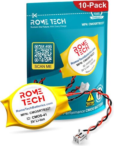 Rome Tech CMOS BIOS Battery for Dell Latitude D510, D610, D620, D630, D810, D820, D830-3V Laptop Backup RTC CR2032 Battery with 2 Wire Cable (1pack) in Saudi Arabia