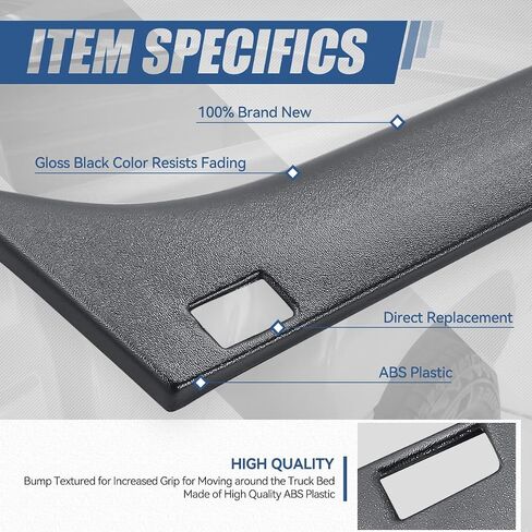 Auto Dynasty Pair of Truck Bed Rail Caps Compatible with Silverado Sierra 1500 Stepside Bed 1999-2005, Driver and Passenger Side, Textured Gloss Black in Saudi Arabia