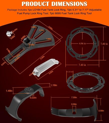 LO164 Fuel Tank Lock Ring, 6599 Fuel Tank Lock Ring Tool & 5.31" to 7.17" Adjustable Fuel Pump Lock Ring Tool - Fuel Tank Repair Tools Set Compatible with Most Vehicles like for Benz BMW Ford & more in Saudi Arabia