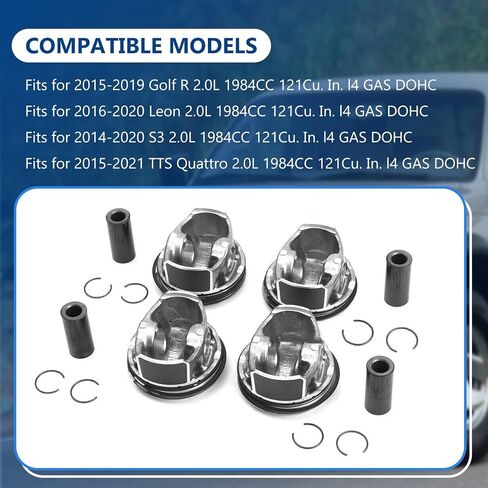 06K107065AG Engine Piston Ring Set 4pcs Pistons Rings Fits for 2015-2019 Golf R 2.0L, Fits for 2016-2020 Leon 2.0L, Replace OE 06K107065AG in Saudi Arabia