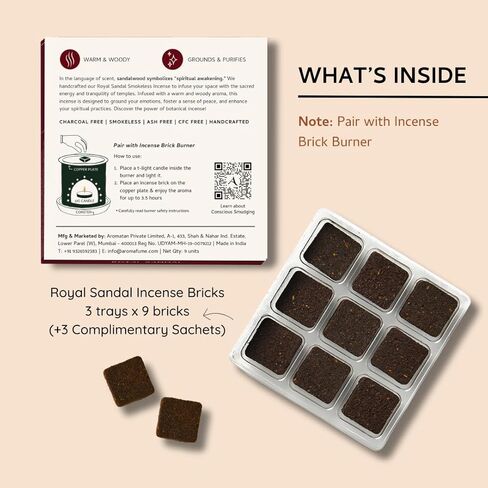 Aromafume Pink Rose Incense Bricks (3 Trays x 9 Pieces Each) | Ideal for Romance, Sensuality, Lifting Vibrations, Preparation for Prayer, Relaxation & Rituals, Temple & Mosque | Refill Pack in Kuwait