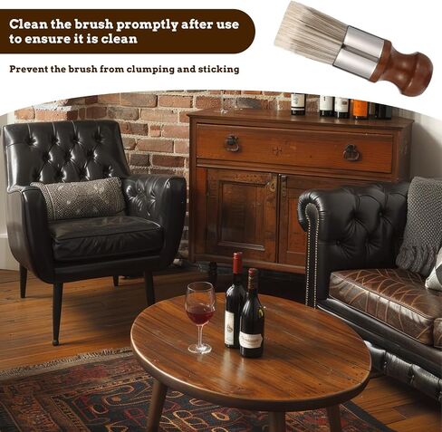 Salve Brush for Leather Furniture, Soft Nylon & Polyester Bristles, Leathers Cleaning Brush with Wooden Handle for Furniture Home Leather in Saudi Arabia