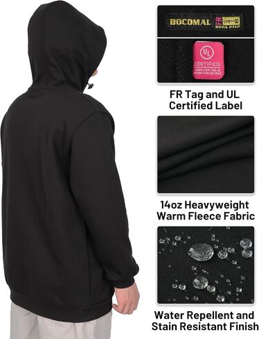 Hoodies Bocomal Fries Pullover 14oz من القطن الثقيل من القطن الصوف المقاوم للهب المقاوم in Saudi Arabia