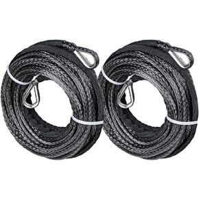 2pcs Black 50 feet 1/4 inch Synthetic Winch Rope Extension with Protective Sheath Steel Thimbles in Saudi Arabia