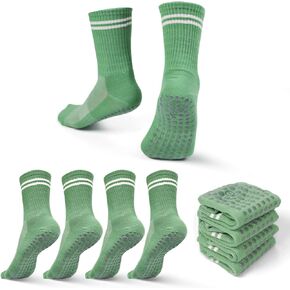 Pilates, Yoga Socks with Non Slip Grips for Women, Crew Grip Sock for Barre Shoes, Pilates Outfit Pack of 4 in Saudi Arabia