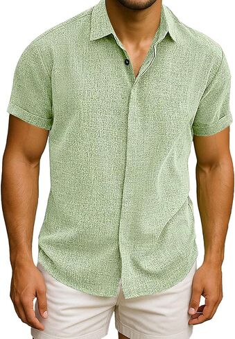Button Down Shirt Men Short Sleeve Casual Shirts in Saudi Arabia