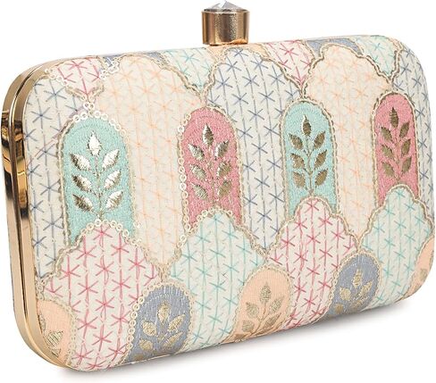 Hand Crafted Designer Box Clutch For Women, Zari Embroidery Clutch For Women/Hand Clutch For Women in Saudi Arabia