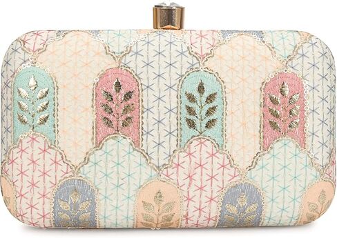 Hand Crafted Designer Box Clutch For Women, Zari Embroidery Clutch For Women/Hand Clutch For Women in Saudi Arabia