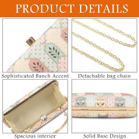 Hand Crafted Designer Box Clutch For Women, Zari Embroidery Clutch For Women/Hand Clutch For Women in Saudi Arabia