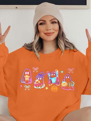 Mnlybaby هالوين شبح شبح للنساء للنساء هالوين قميص شبح شبح الرسم طويل الأكمام طويلة الأكمام in Kuwait