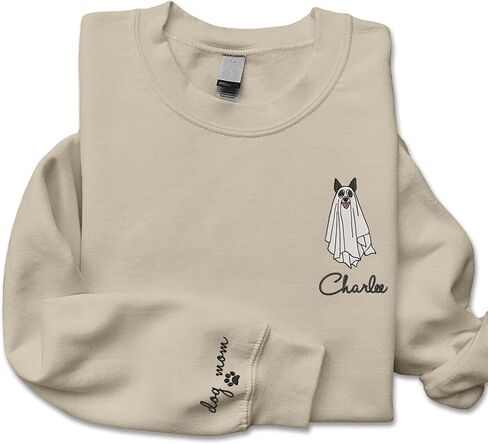 Nazenti مخصصة مطرزة شبح الكلب هالوين قميص من النوع الثقيل ، الكلب الشخصي أمي بولوفر ، قميص موسم عصبي in Kuwait