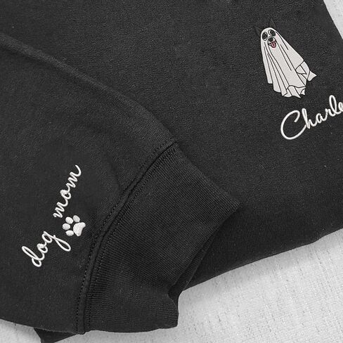 Nazenti مخصصة مطرزة شبح الكلب هالوين قميص من النوع الثقيل ، الكلب الشخصي أمي بولوفر ، قميص موسم عصبي in Kuwait