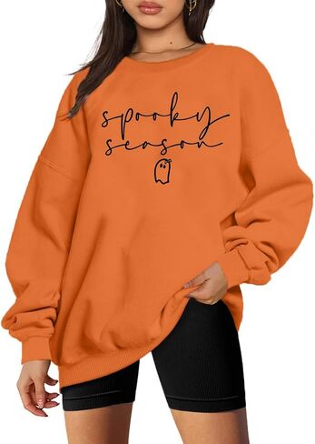 Halloween Spooky Season Sweatshirts Women Ghost Graphic Long Sleeve Shirt Halloween Oversized Pullover Tops in Kuwait