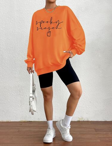 Halloween Spooky Season Sweatshirts Women Ghost Graphic Long Sleeve Shirt Halloween Oversized Pullover Tops in Kuwait