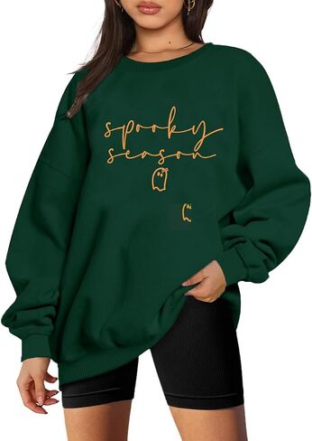 Halloween Spooky Season Sweatshirts Women Ghost Graphic Long Sleeve Shirt Halloween Oversized Pullover Tops in Kuwait
