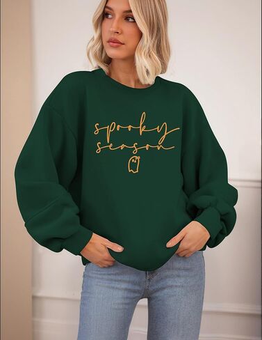 Halloween Spooky Season Sweatshirts Women Ghost Graphic Long Sleeve Shirt Halloween Oversized Pullover Tops in Kuwait