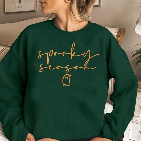 Halloween Spooky Season Sweatshirts Women Ghost Graphic Long Sleeve Shirt Halloween Oversized Pullover Tops in Kuwait
