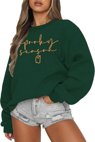 Halloween Spooky Season Sweatshirts Women Ghost Graphic Long Sleeve Shirt Halloween Oversized Pullover Tops in Kuwait