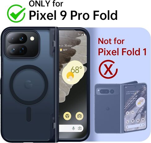 حافظة TONGATE المغناطيسية لهاتف Pixel 9 Pro Fold متوافقة مع Magsafe، [واقي شاشة مدمج وغطاء حماية مفصلي]، حافظة هاتف رفيعة مقاومة للصدمات لكامل الجسم لهاتف Google Pixel Fold 2 5G 2024، أسود in Kuwait