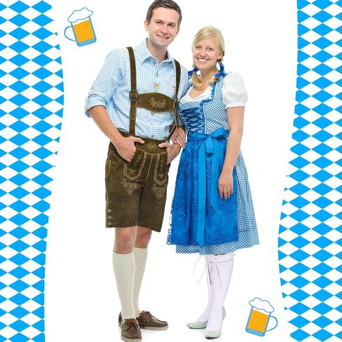 جوارب مهرجان أكتوبر للنساء عالية الركبة وعلى جوارب الركبة الدانتيل تقليم الكشكش جوارب dirndl الأبيض مع أقواس in Kuwait