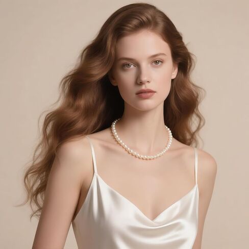 17 Inch Pearl Necklace for Women, 7.5-8.5 mm Each, Real Cultured Round White Freshwater Pearl Necklace Silver 925 Clasp Lady Mom Her Jewelry in Saudi Arabia