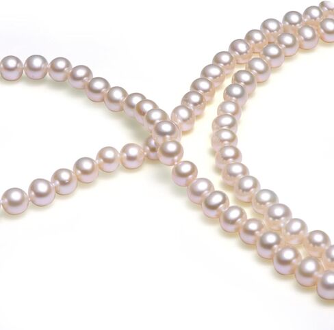 14K Gold, Freshwater Pearl Necklace, 7-8mm AAA+ Graded, 16" or 18", Individually Hand Knotted on Fine Silk Thread in Saudi Arabia