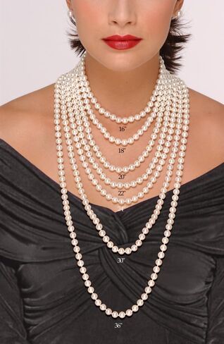 14K Gold, Freshwater Pearl Necklace, 7-8mm AAA+ Graded, 16" or 18", Individually Hand Knotted on Fine Silk Thread in Saudi Arabia
