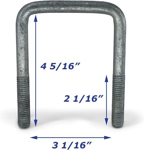 مقطورة مقطوعة مقطوعة مقطورة جلفانية U -Bolt 1/2 بوصة × 3 بوصة × 4 5/16 بوصة مع الأجهزة - مجموعة من 8 in Saudi Arabia