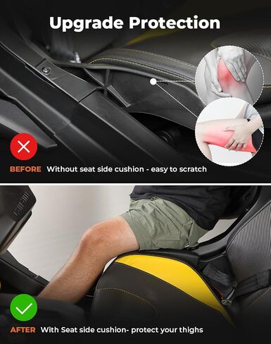 مجموعة وسادة جانبية مقعد Kemimoto متوافقة مع 2017-2025 Can-Am Maverick X3 Max و Maverick R ، PU Foam Seat Side Cushion لإكسسوارات UTV ، وسادة الراحة في حماية الفخذ (زوج واحد) (أسود) in Saudi Arabia