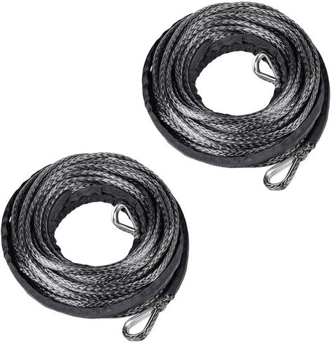 2pcs Black 50 feet 1/4 inch Synthetic Winch Rope Extension with Protective Sheath Steel Thimbles in Saudi Arabia