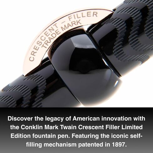 Conklin Mark Twain Gunmetal Crescent Filler Limited Edition (1898) Fountain Pen - Fine Nib - Exquisite Luxury Pen for Men & Women – Perfect for Office, Business, School, Gifts, Journaling, Autographs in Kuwait