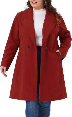 Agnes Orinda Plus Size Winter Coats for Women Label Single Breadted مع معاطف خندق Pocket Pea Coats in Saudi Arabia