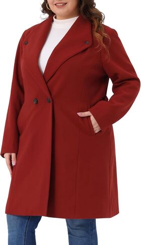 Agnes Orinda Plus Size Winter Coats for Women Label Single Breadted مع معاطف خندق Pocket Pea Coats in Saudi Arabia