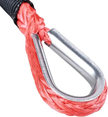 50 feet x 1/4 inch 7000LBS Synthetic Winch Rope and Extension with 2X Grade 80 Safety Latch Clevis Hook 17000LBS ATV UTV KFI Truck (Red) in Saudi Arabia