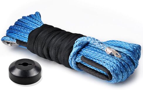 50ft × 1/4 بوصة زرقاء قوية دائمة الحبل الاصطناعية حبل الحبل 6400 رطل مع سدادة مطاطية لاستعادة UTV ATV شاحنة in Saudi Arabia