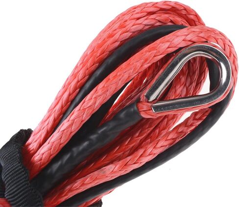 Set Red 50ft x 1/4 inch Strong Durable Synthetic Winch Rope Line 6400LBS with Rubber Stopper and 4 4/5 inch CNC Aluminum Hawse Fairlead for Recovery UTV ATV in Saudi Arabia