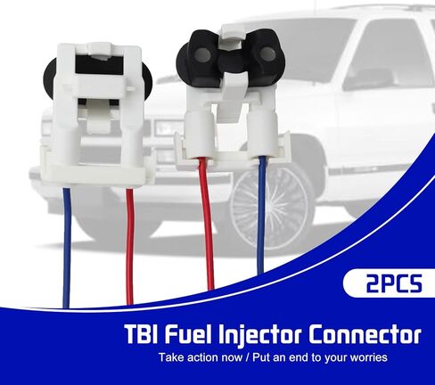 2PCS, 2 Wire TBI Fuel Injector Connector Wiring Harness Pigtail Plug Compatible with Chevrolet GMC 1500 2500 3500, Oldsmobile Silhouette, Pontiac Trans Sport, Replacement for 12102568 in Kuwait