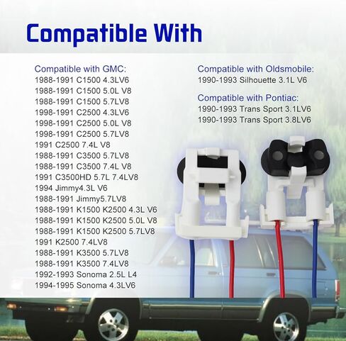 2PCS, 2 Wire TBI Fuel Injector Connector Wiring Harness Pigtail Plug Compatible with Chevrolet GMC 1500 2500 3500, Oldsmobile Silhouette, Pontiac Trans Sport, Replacement for 12102568 in Kuwait