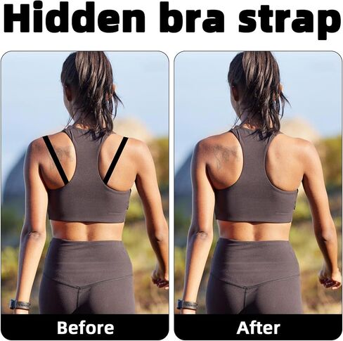 12pcs Bra Strap Clips for Racerback, Anti-Slip Cross Back Buckles Adjustable Bra Starp Holders for Concealing Straps and Cleavage Control (Black, Beige, White, Clear) in Saudi Arabia