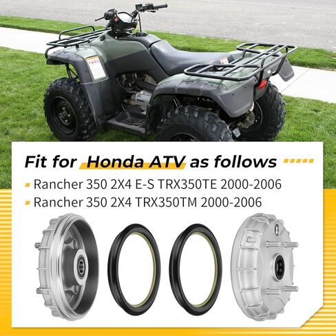 M Mati 2PCS Front Brake Drum & Dust Seal لـ Honda Rancher 350 2x4 TRX350TM Rancher 350 2x4 E-S TRX350TE 2000-2006 44600-HN4-670 91261-HN5-671 in Saudi Arabia