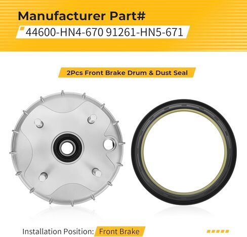 M Mati 2PCS Front Brake Drum & Dust Seal لـ Honda Rancher 350 2x4 TRX350TM Rancher 350 2x4 E-S TRX350TE 2000-2006 44600-HN4-670 91261-HN5-671 in Saudi Arabia