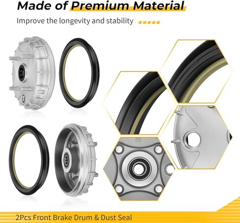 M Mati 2PCS Front Brake Drum & Dust Seal لـ Honda Rancher 350 2x4 TRX350TM Rancher 350 2x4 E-S TRX350TE 2000-2006 44600-HN4-670 91261-HN5-671 in Saudi Arabia
