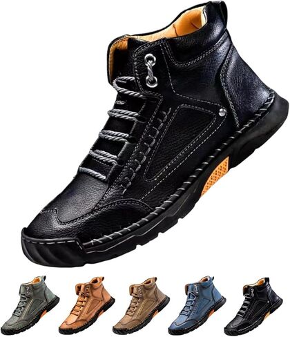 Sawbehind Mens Boots - 2025 جديد في الهواء الطلق مقاوم للماء أحذية جلدية مريحة مصنوعة يدويًا للرجال in Kuwait