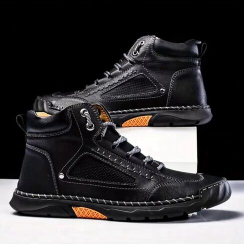 Sawbehind Mens Boots - 2025 جديد في الهواء الطلق مقاوم للماء أحذية جلدية مريحة مصنوعة يدويًا للرجال in Kuwait