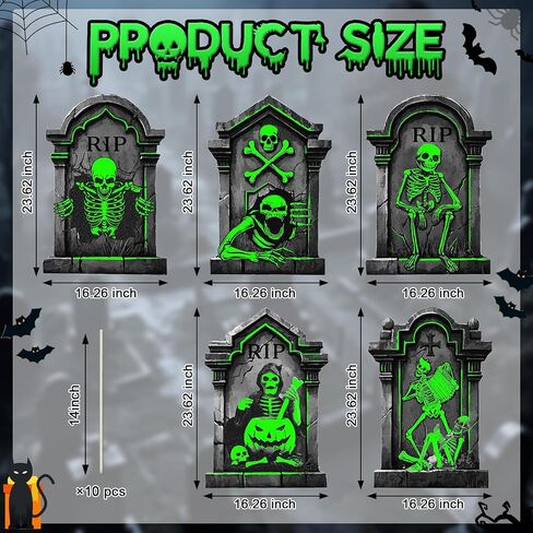 25.2in Halloween Tombstones Outdoor Decor Glow in The Dark - 5PCS Tombstones for Graves Halloween Gravestones Decorations, Spooky Halloweens Decorations Yard Signs for Graveyard Haunted House in Saudi Arabia
