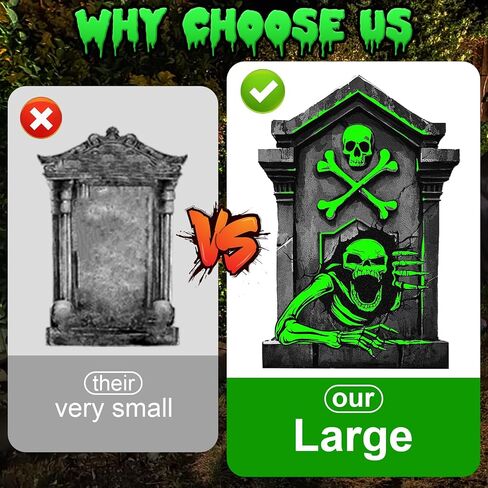 25.2in Halloween Tombstones Outdoor Decor Glow in The Dark - 5PCS Tombstones for Graves Halloween Gravestones Decorations, Spooky Halloweens Decorations Yard Signs for Graveyard Haunted House in Saudi Arabia