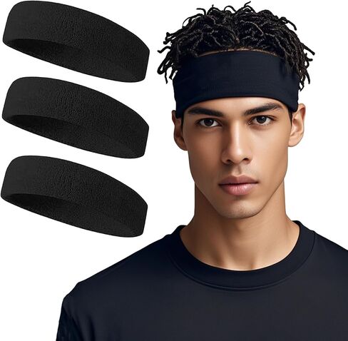 Sweatbands Sports Headband for Men & Women - Multipack Terry Cloth Headbands, Tennis, Basketball, Running, Gym, in Saudi Arabia