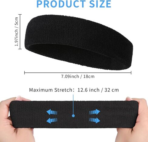 Sweatbands Sports Headband for Men & Women - Multipack Terry Cloth Headbands, Tennis, Basketball, Running, Gym, in Saudi Arabia